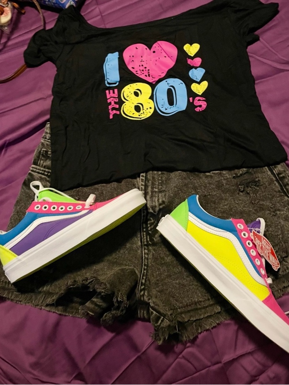 Neon 80s throwback Vans Old Skool shoes - Picture 8 of 8